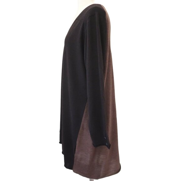 EILEEN FISHER two tone v neck tunic sweater 1x merino wool - Picture 2 of 8